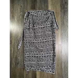 On The Verge Wrap Skirt Womens Medium Black White Tribal Geometric Midi USA